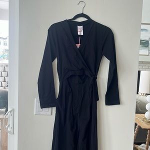 boob design Black Maternity Nursing Jumpsuit